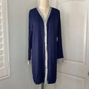 Blue and grey button up dress